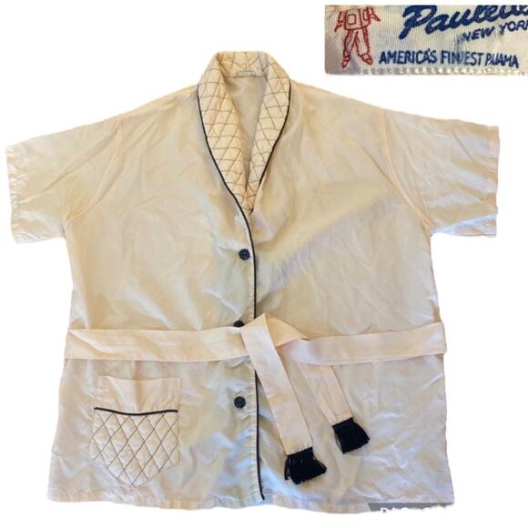 1950s Paultex New York Short Sleeve Quilted Smoking Jacket Size 36 small - Picture 13 of 13